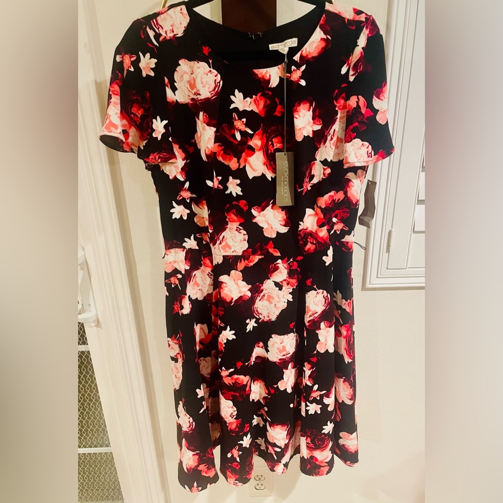 Eva Mendes for New York & Company Floral Black and Red Dress